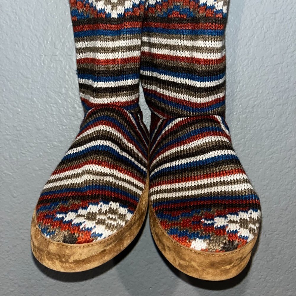 MUK LUKS Southwestern Style Knit Knee High Moccasins with Outdoor Soles NWOT - M - Picture 3 of 13
